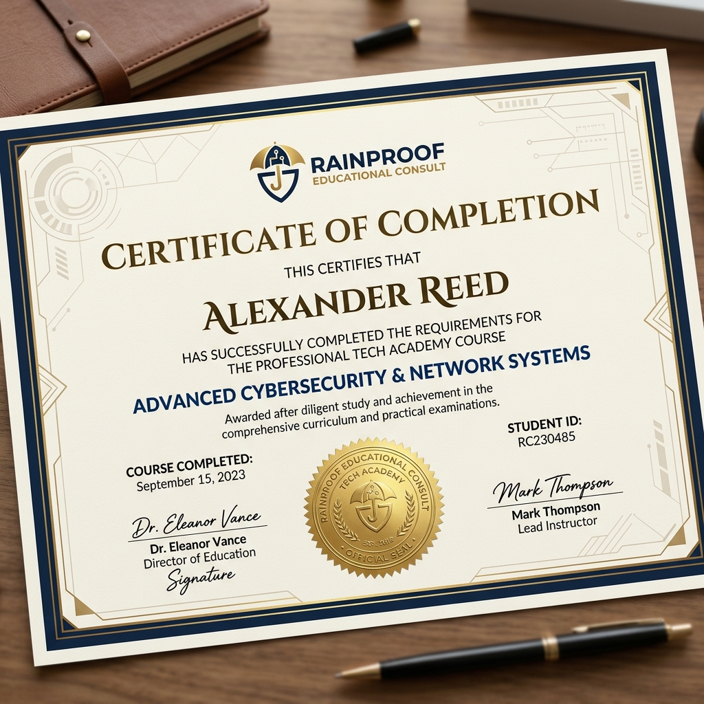 Rainproof Certificate of Completion Mockup